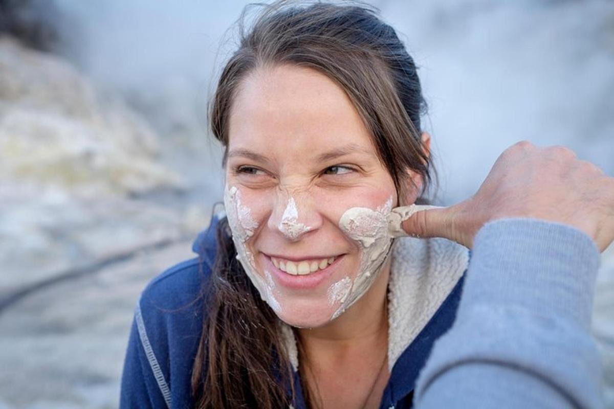 a woman with powdered snow on her face