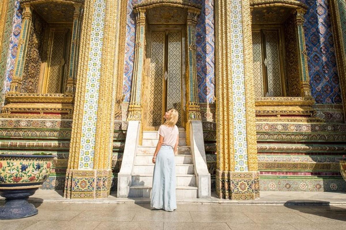 a woman standing in front of a building
