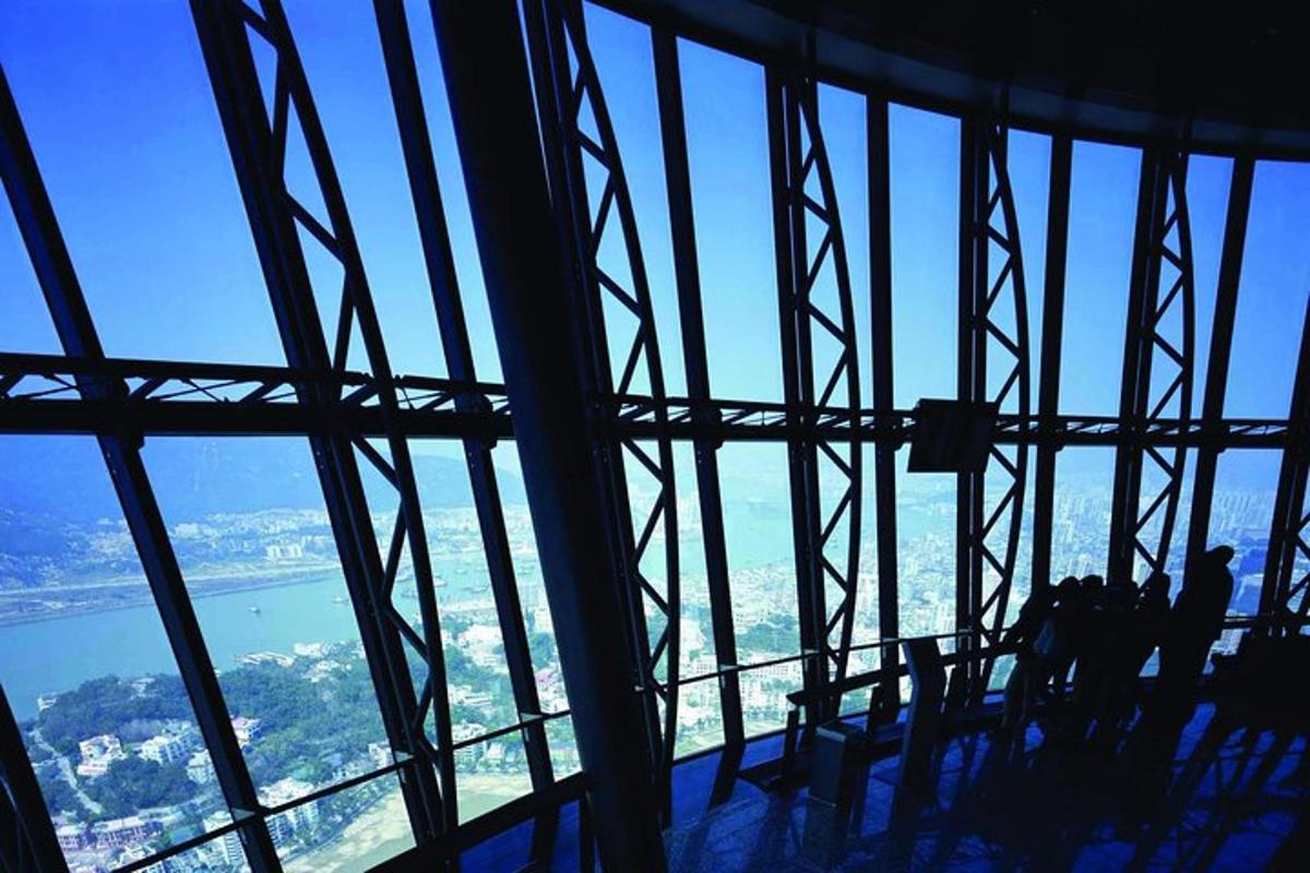 a view from the top of a tall glass building
