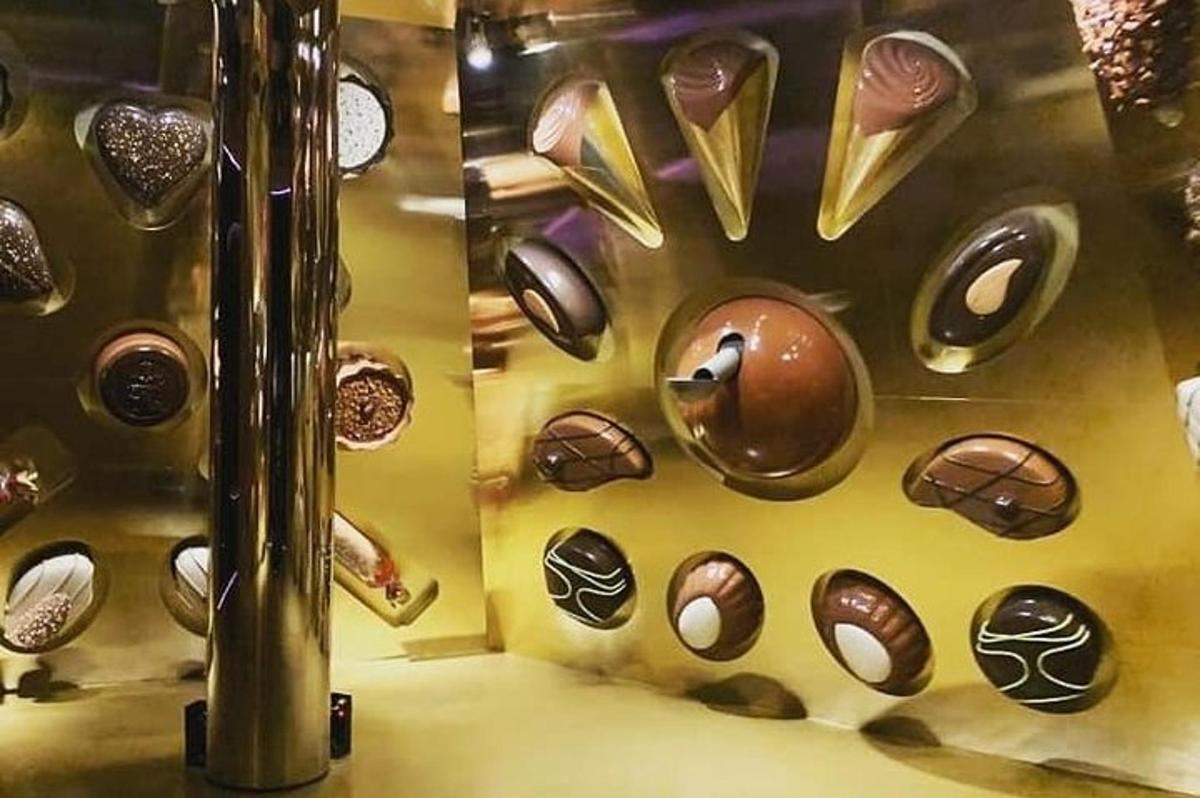 a bunch of chocolates on a wall