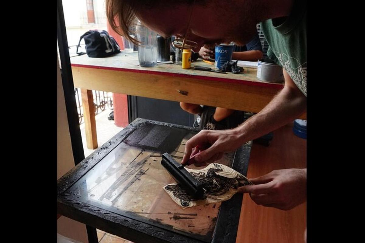 a person is cutting a piece of food on a table
