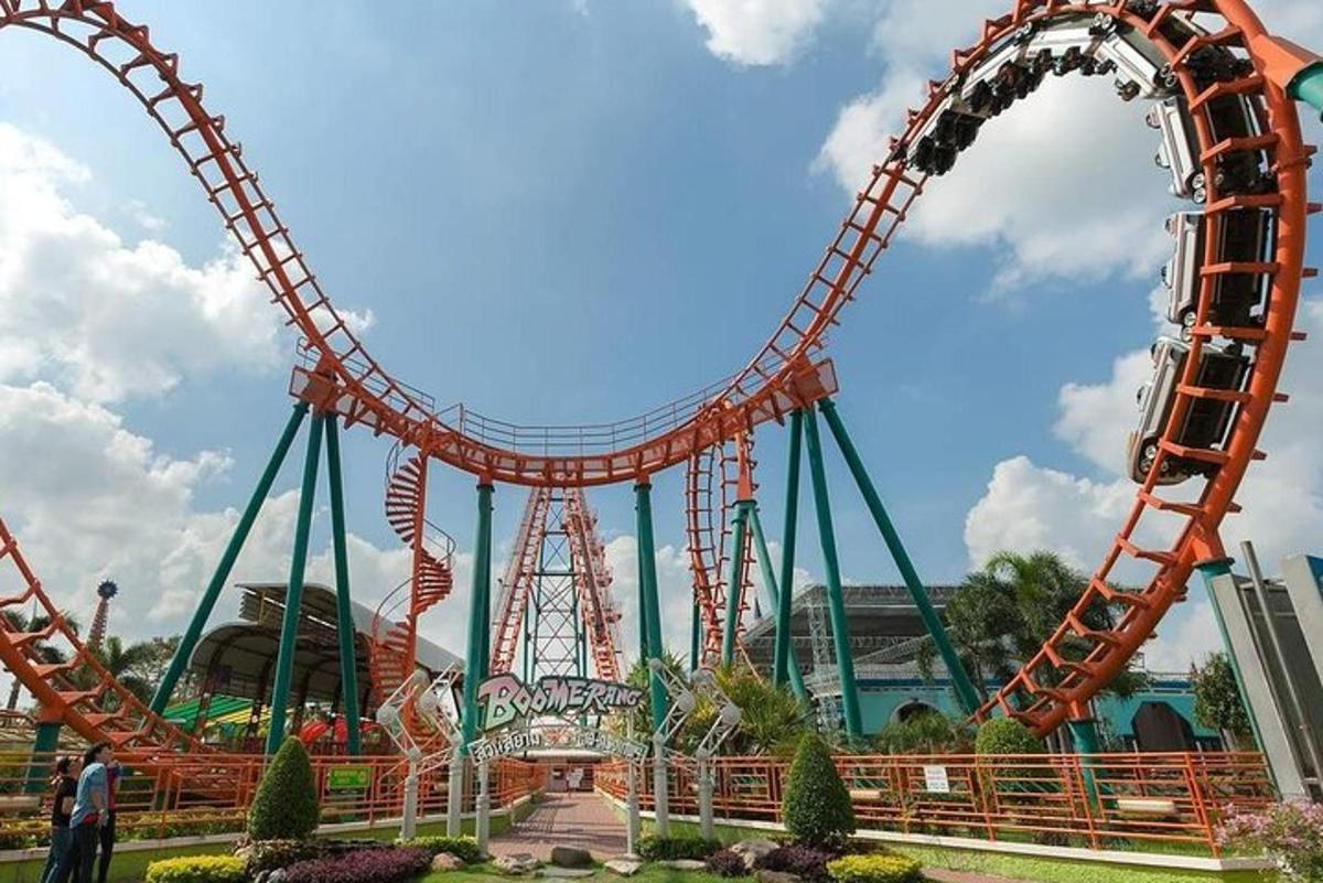 a roller coaster at a theme park