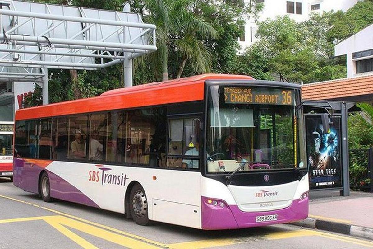 červenobílý autobus zaparkovaný na autobusové zastávce