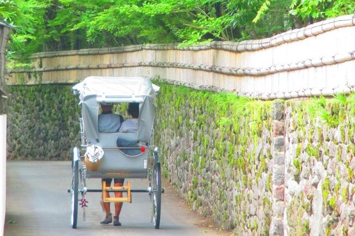 um carrinho de bebê estacionado ao lado de um muro de pedra