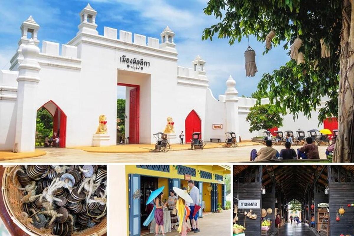 a collage of photos of a white building