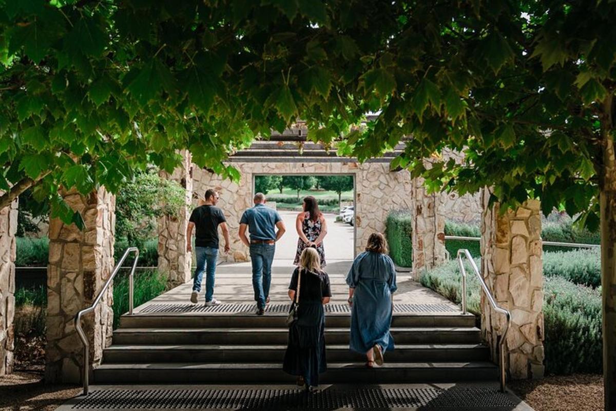 a group of people walking up the stairs