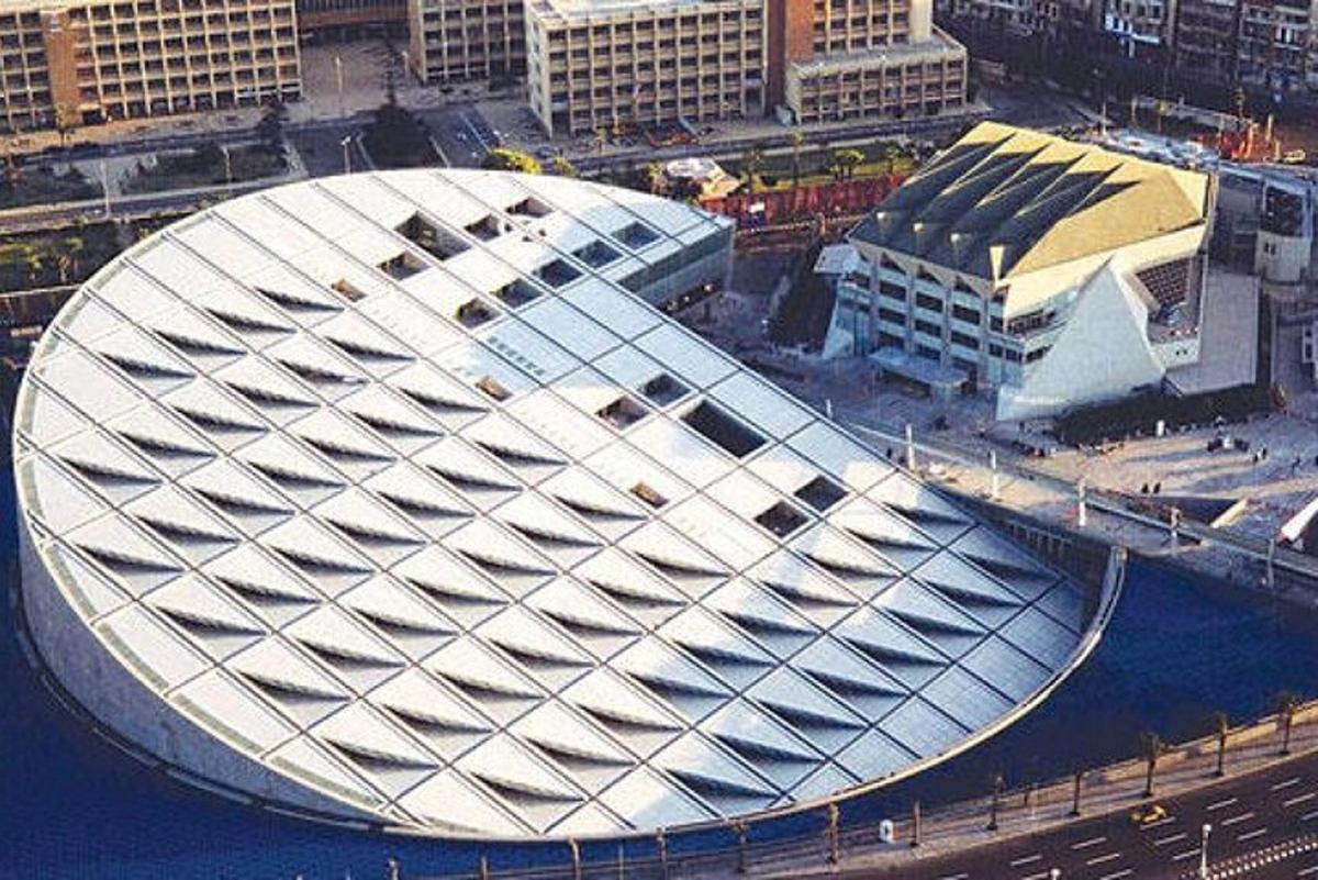 an overhead view of a large building in a city