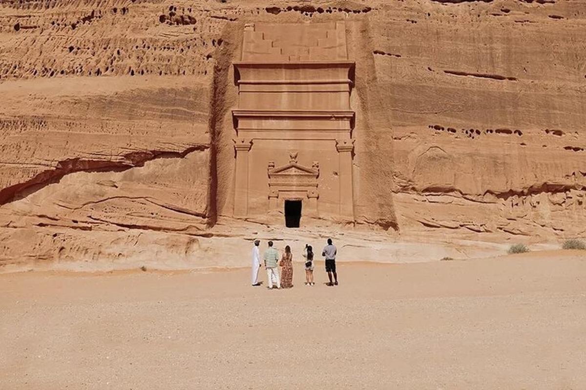 a group of people standing in front of a building