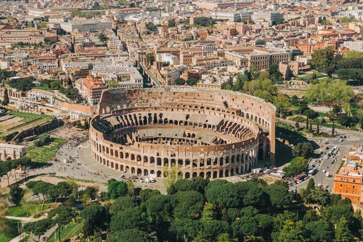 an aerial view of a building in a city