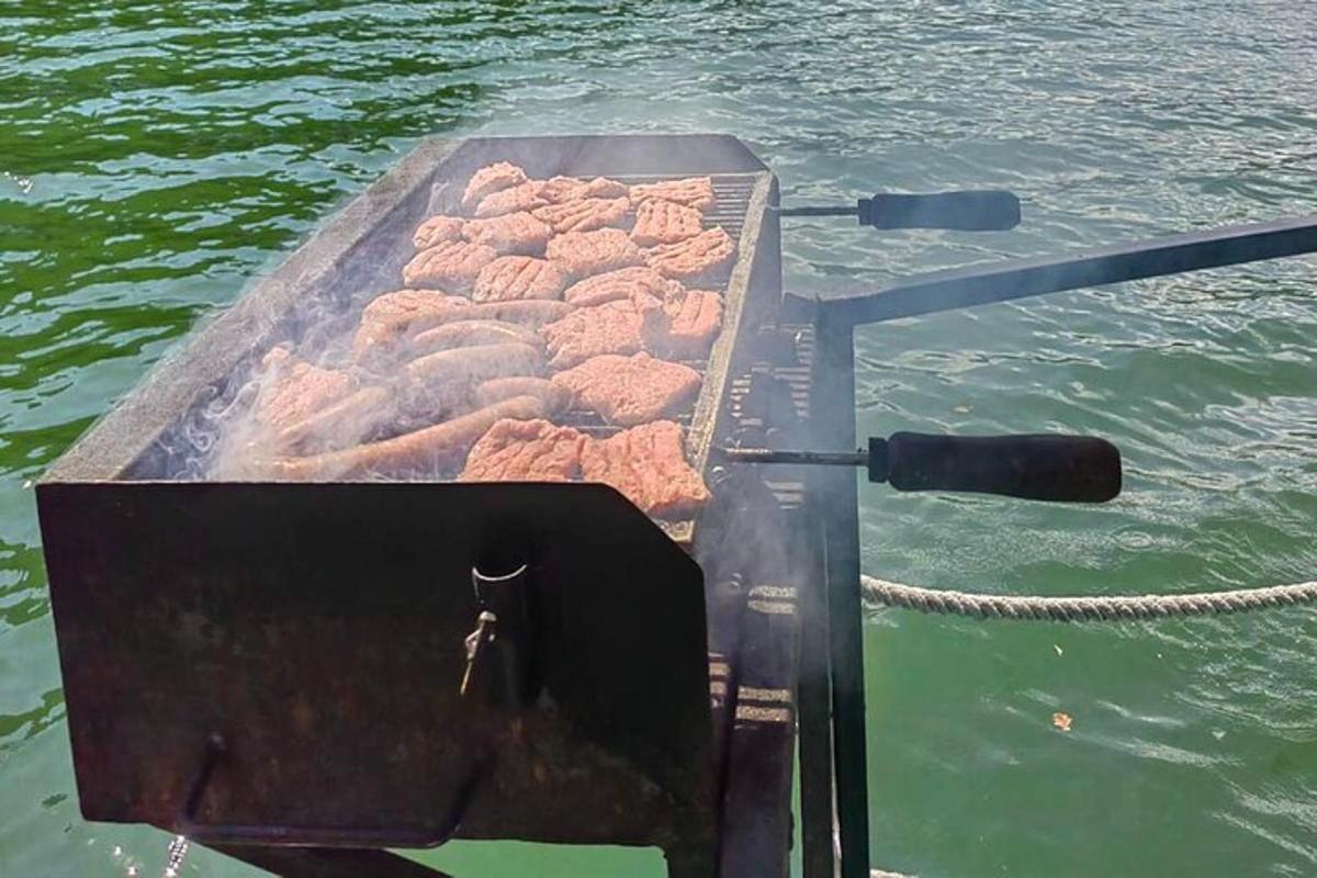 a boat with a rope in the water
