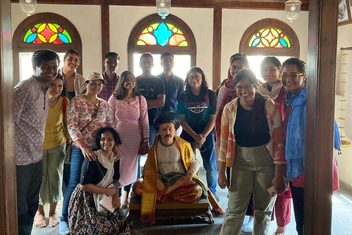 a group of people posing for a picture in a room