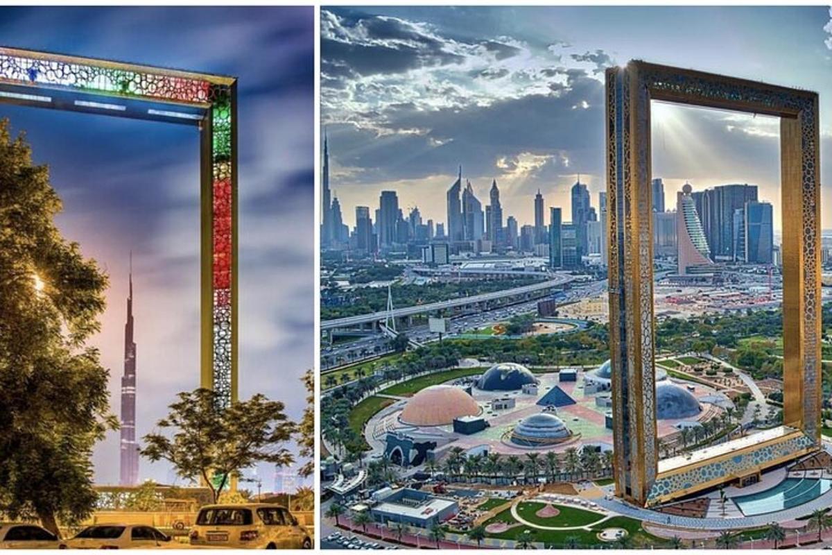 két képből álló kollázs a dubai látképről