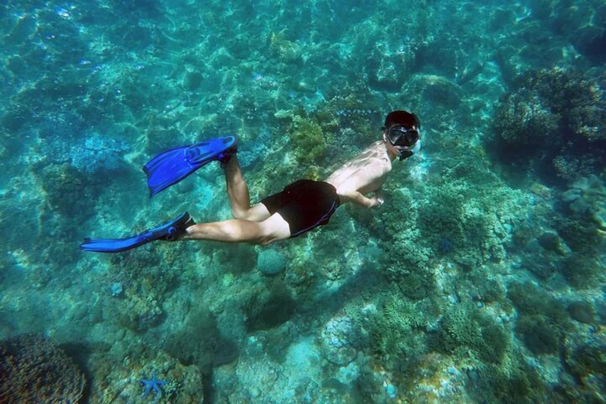 un home està nedant a l'aigua de l'oceà