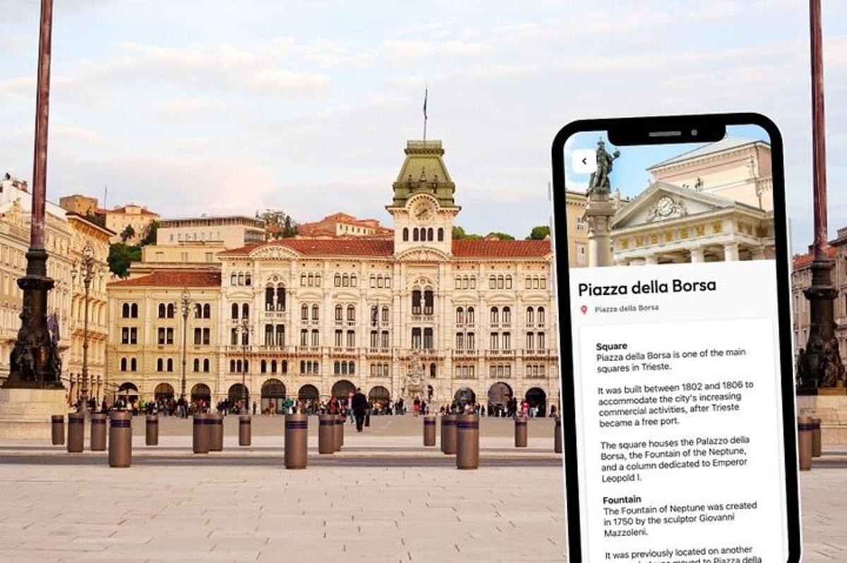 Un iPhone delante de un gran edificio.