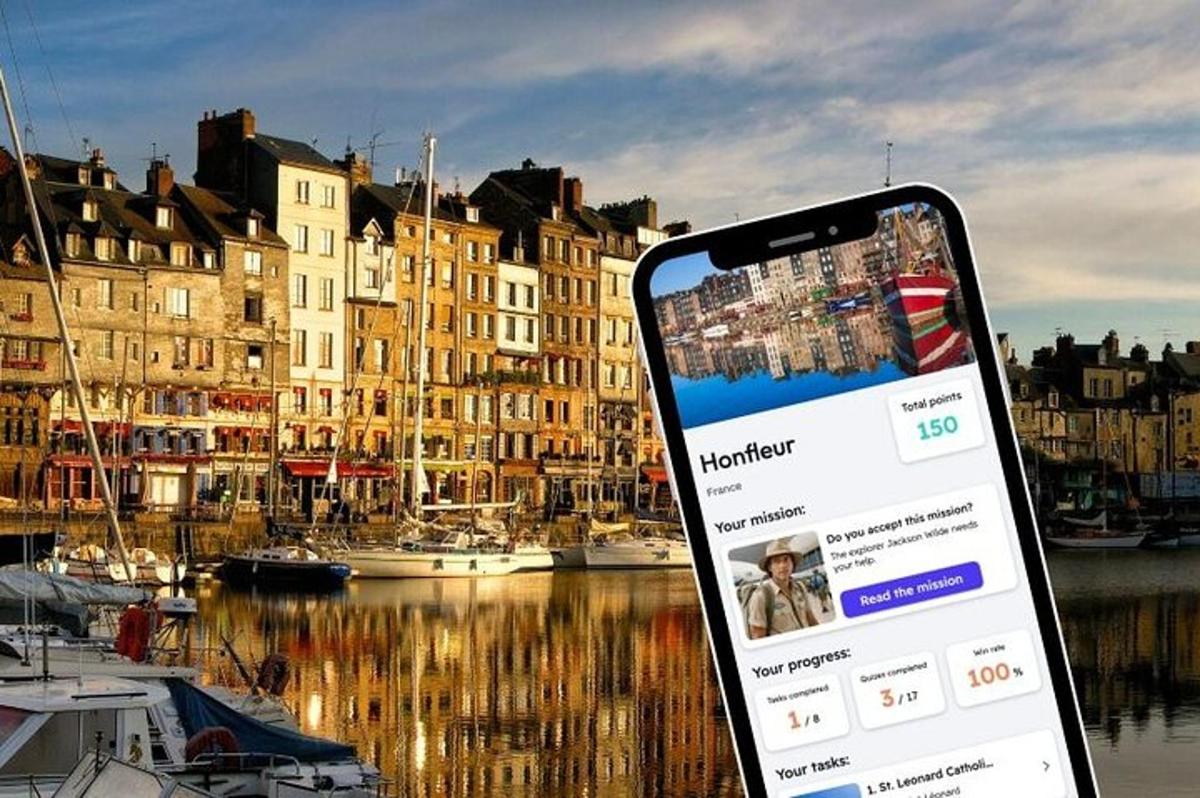 a cell phone sitting next to a harbor with boats