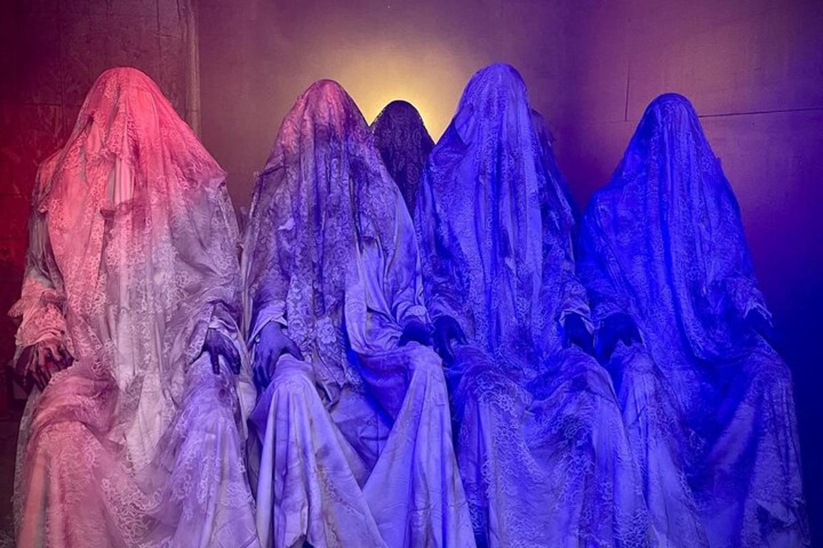 a group of people wrapped up in plastic