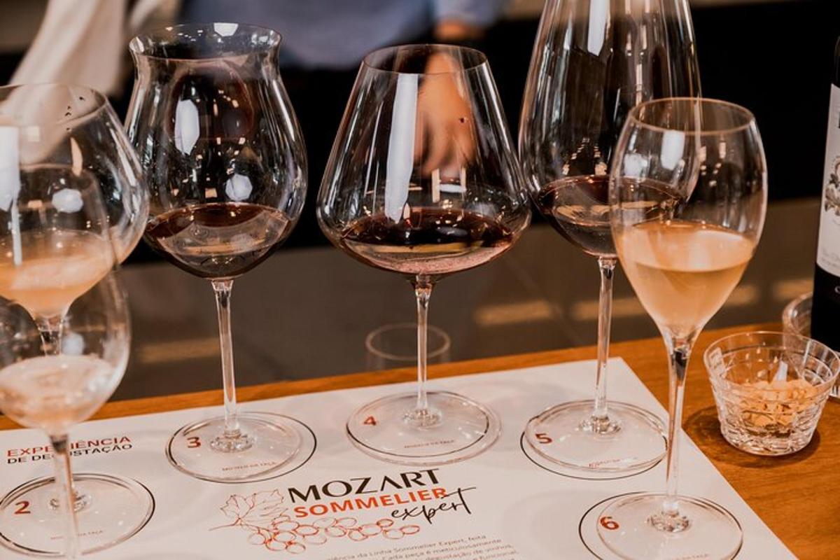 a group of wine glasses sitting on a table