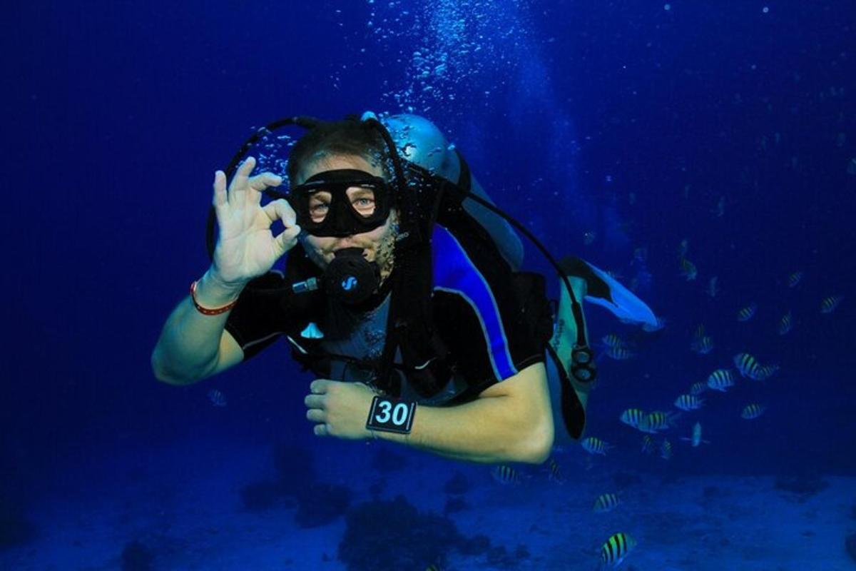 una persona in acqua con una maschera da sub