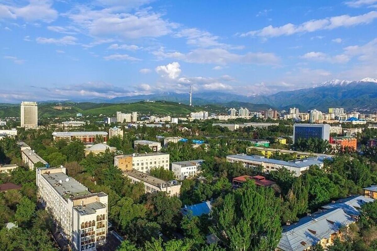 Вид з висоти пташиного польоту на місто з будівлями та деревами