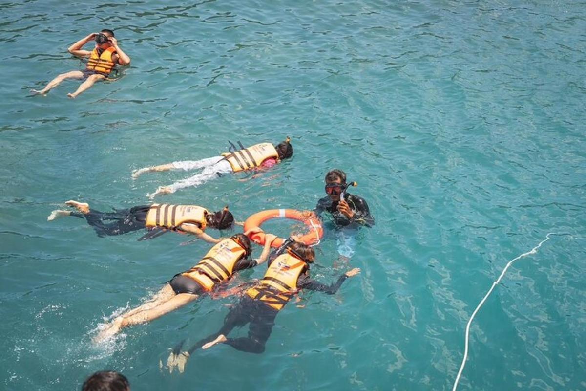 μια ομάδα ανθρώπων που κολυμπούν στο νερό