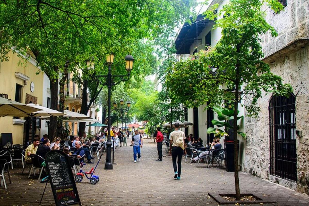 a group of people walking down a street