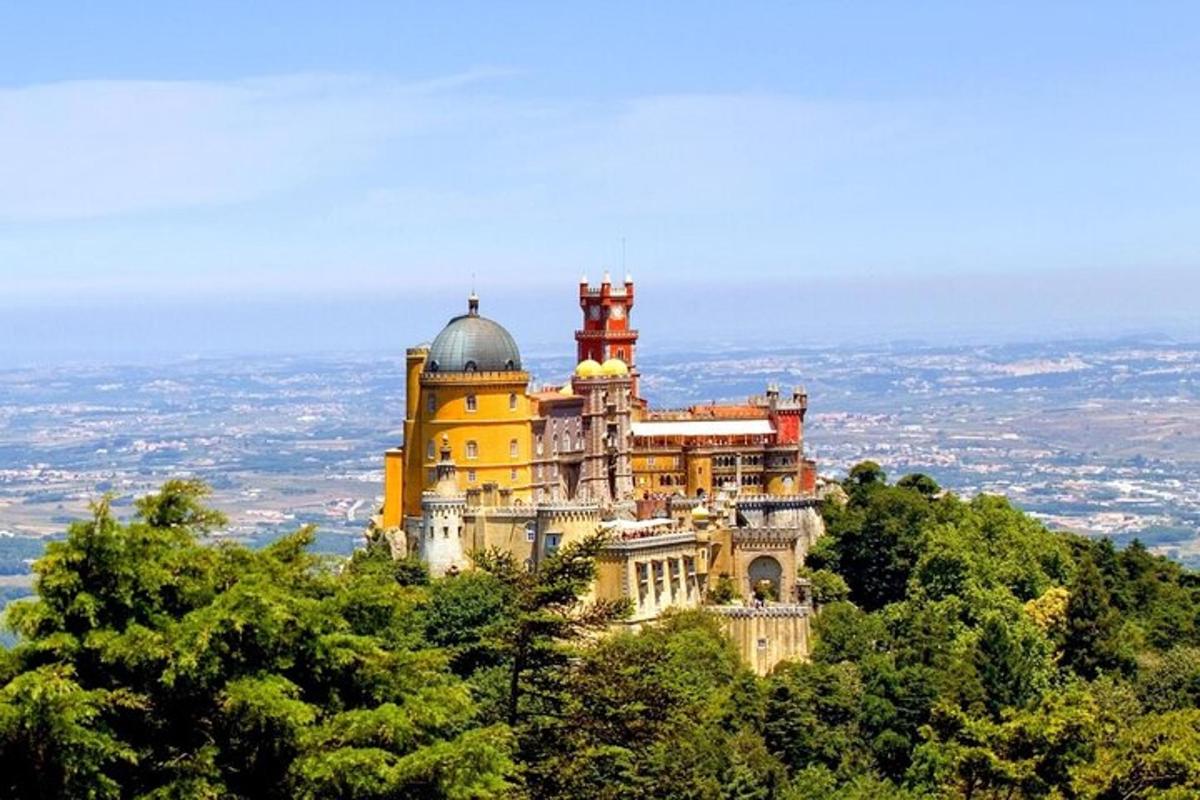 un castello in cima a una collina con alberi