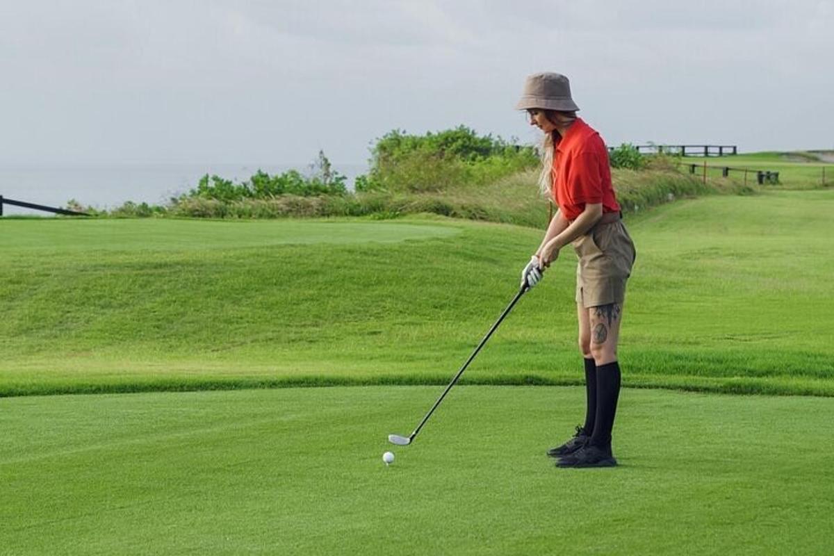 a man is playing golf on a golf course
