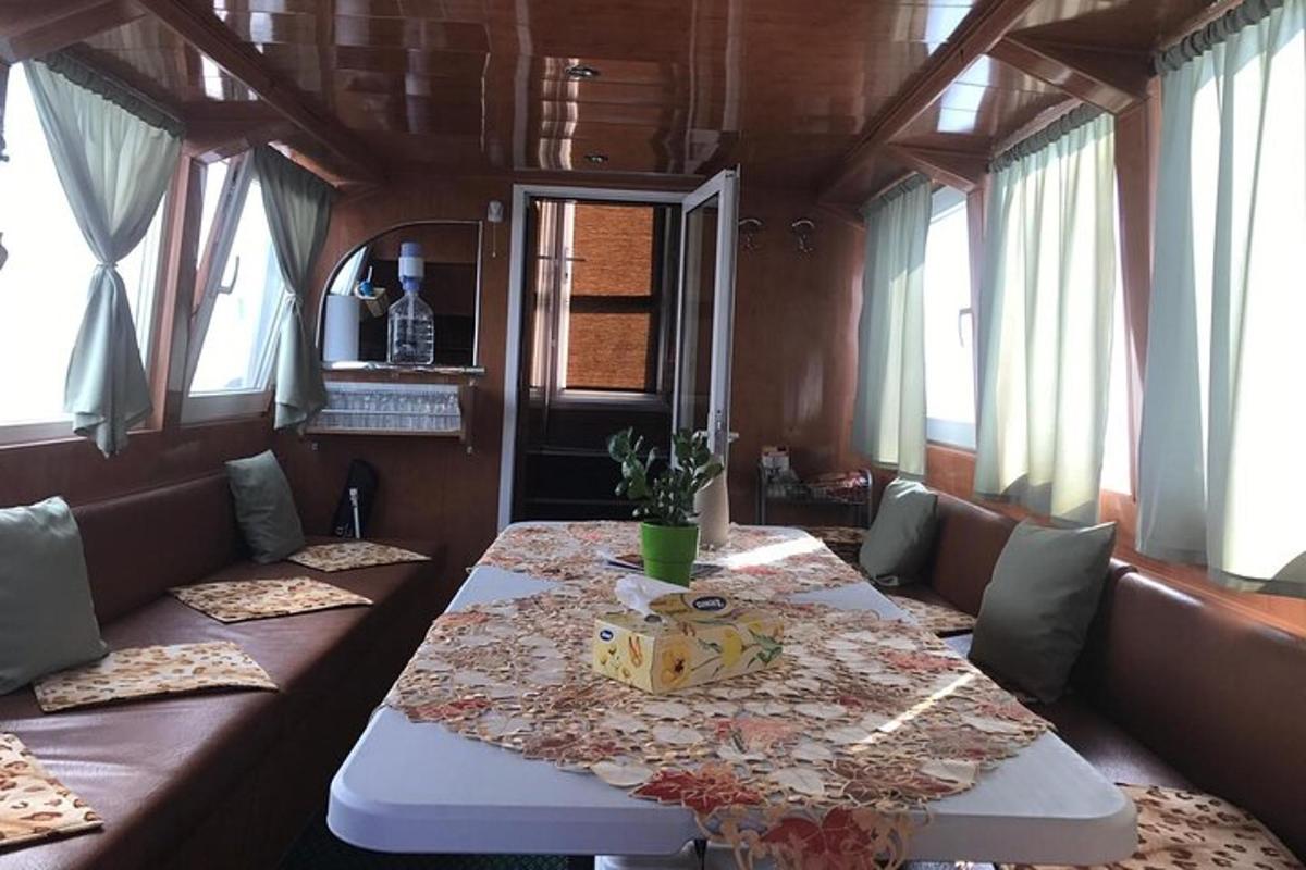 a living room with a table with a gift on it