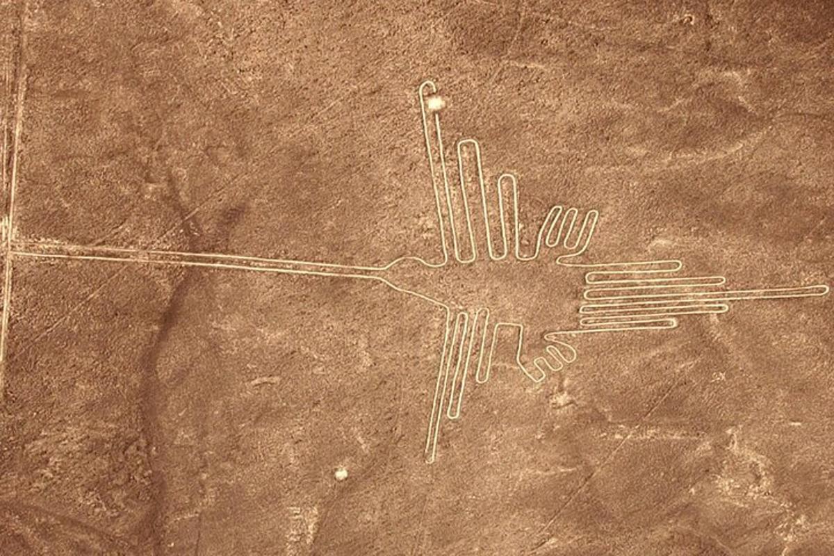 a drawing on the ground of a fork and knife