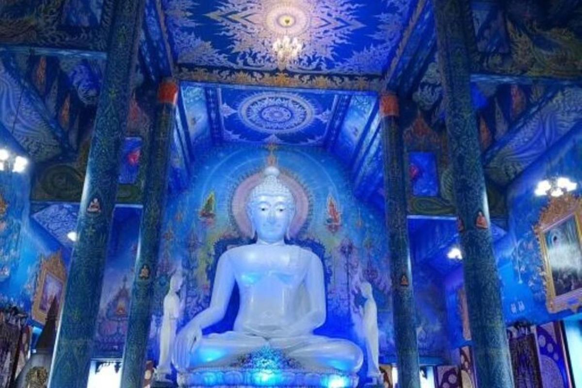 a large statue of a buddha in a temple