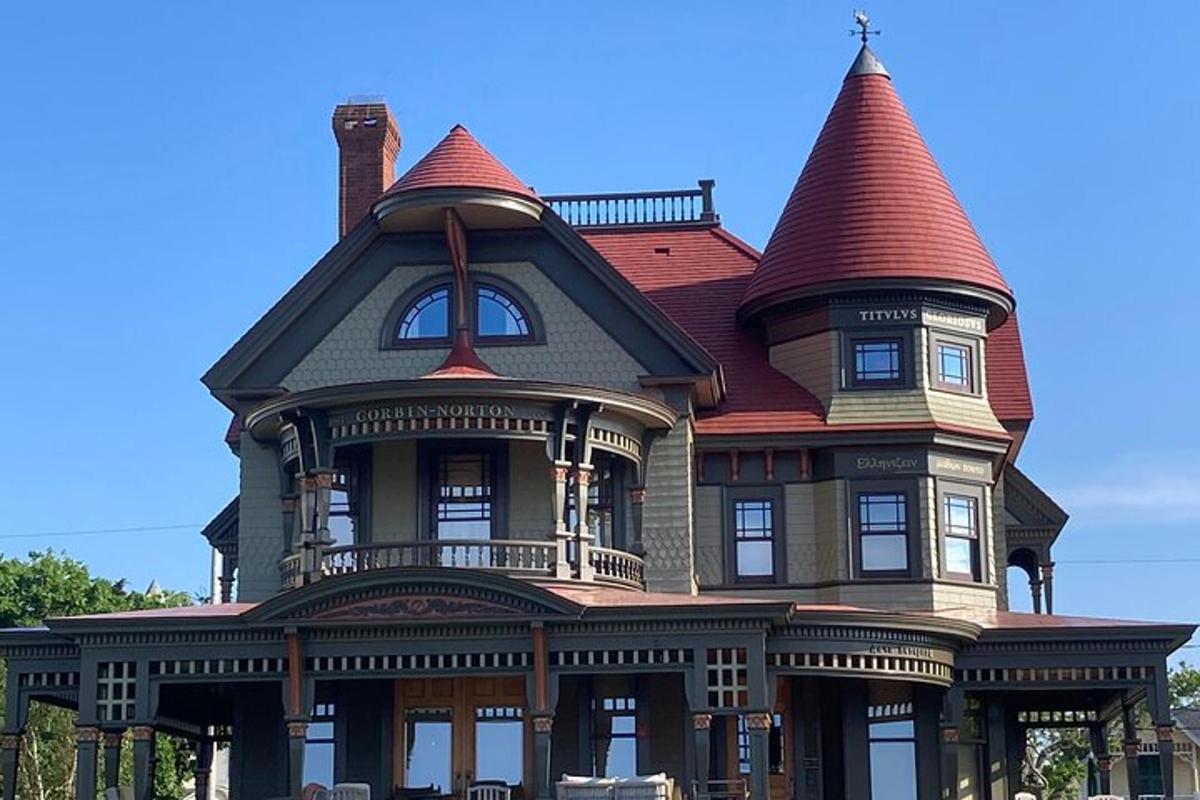 a large house with two towers on top of it