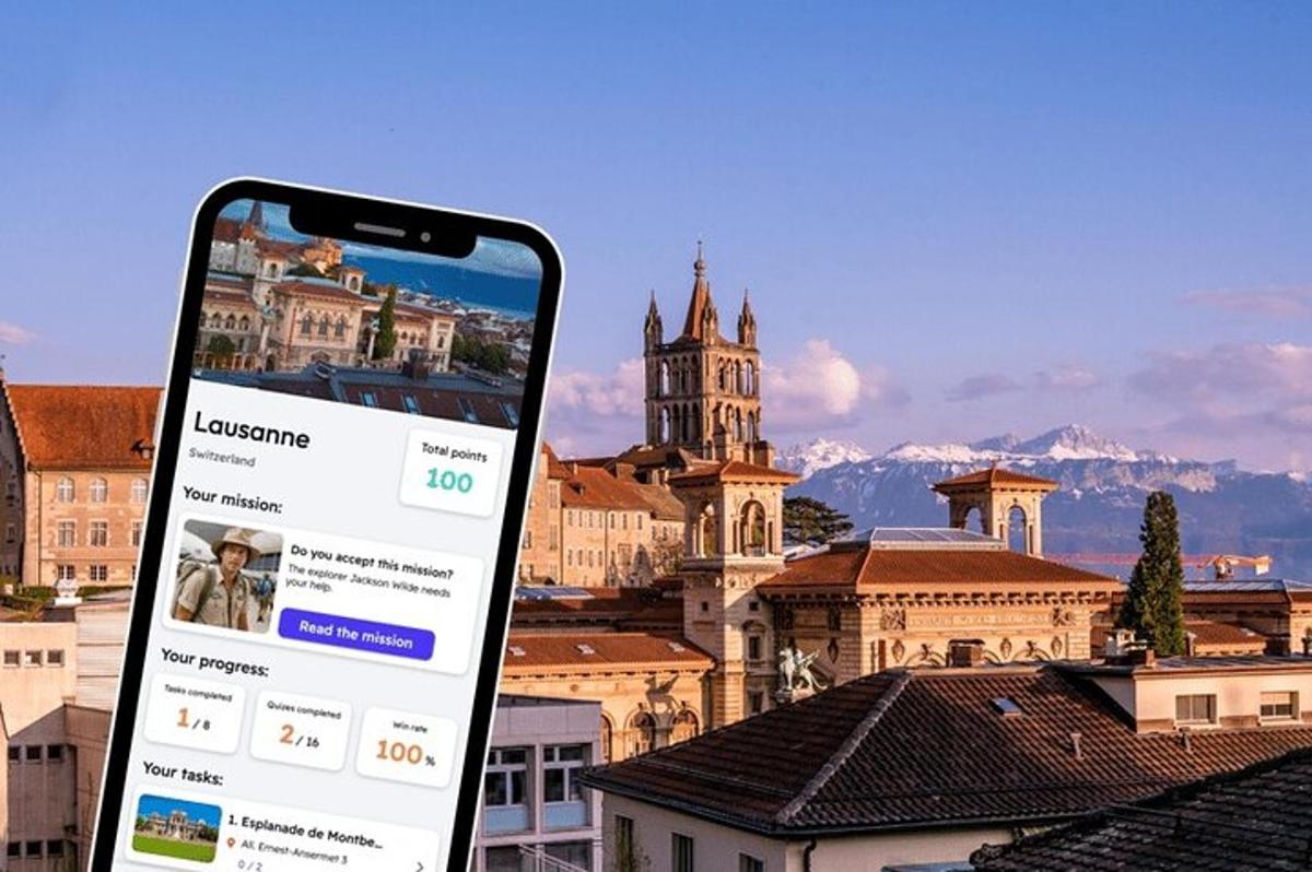 mobilní telefon před výhledem na město