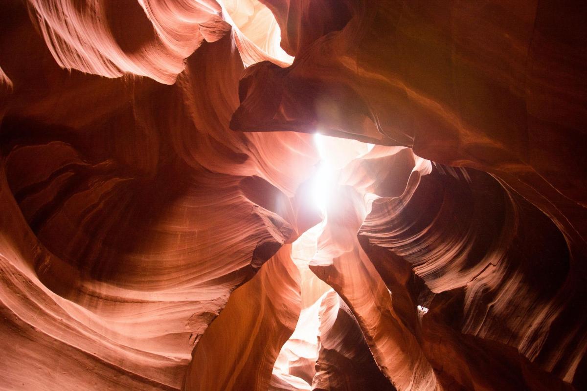 a shaft of light in antelope canyon