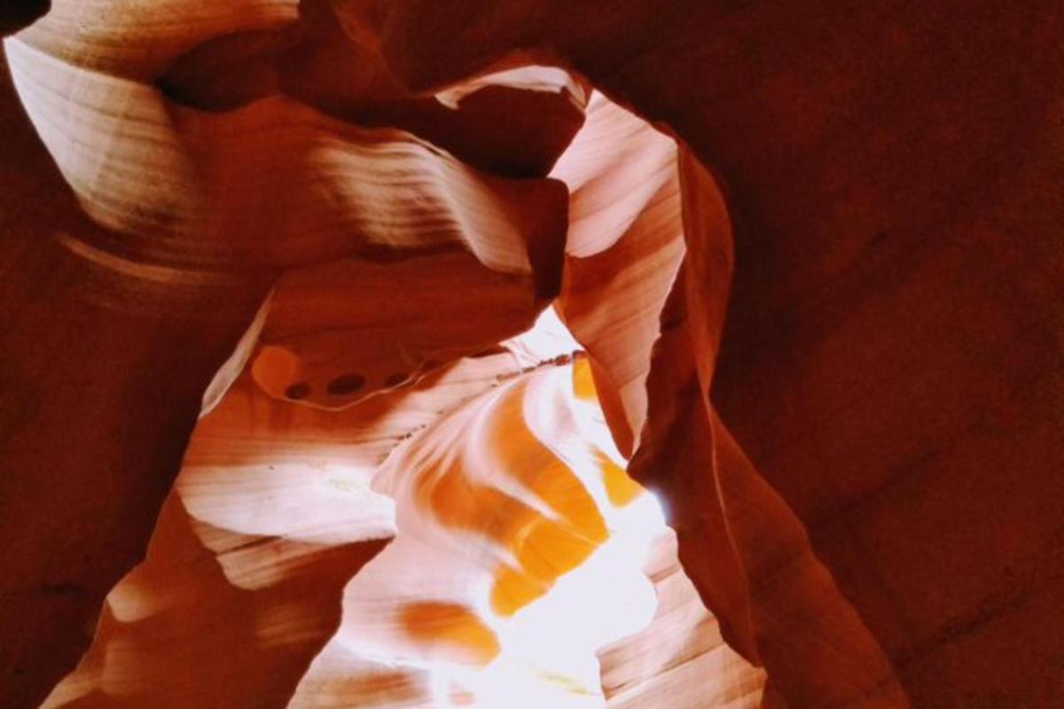 a view of a slot canyon in the desert