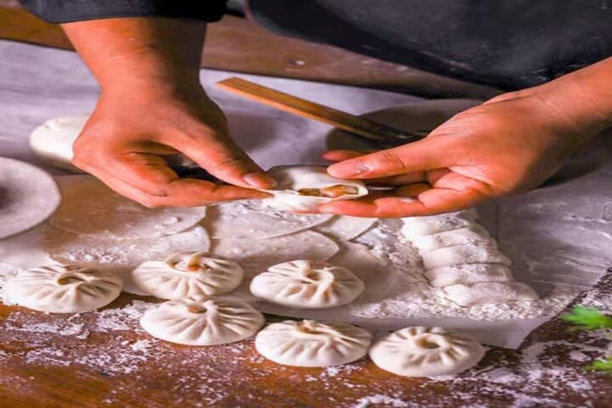 a person is preparing food on a table