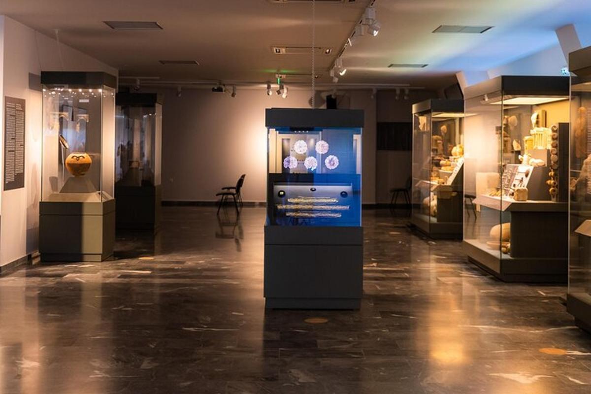 ein Museumsraum mit einer Ausstellung von Artefakten