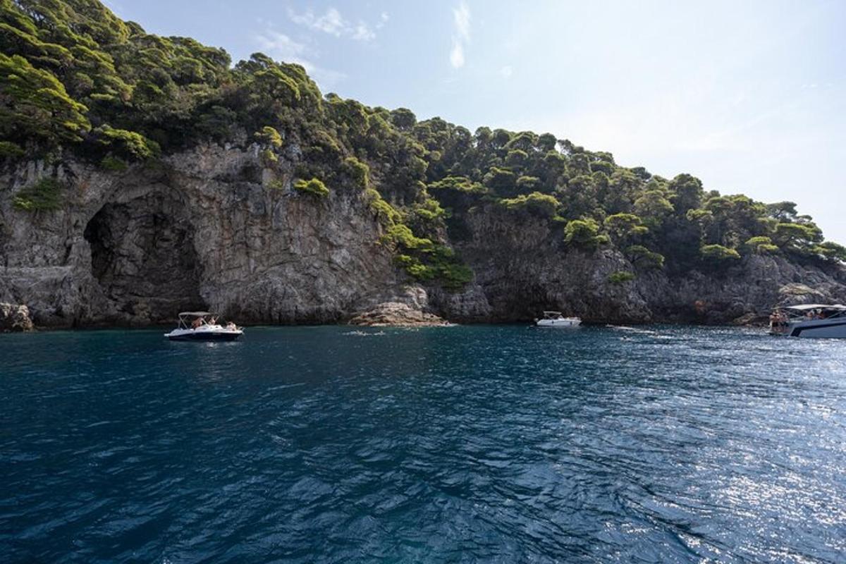μια ομάδα σκαφών στο νερό κοντά σε ένα βουνό