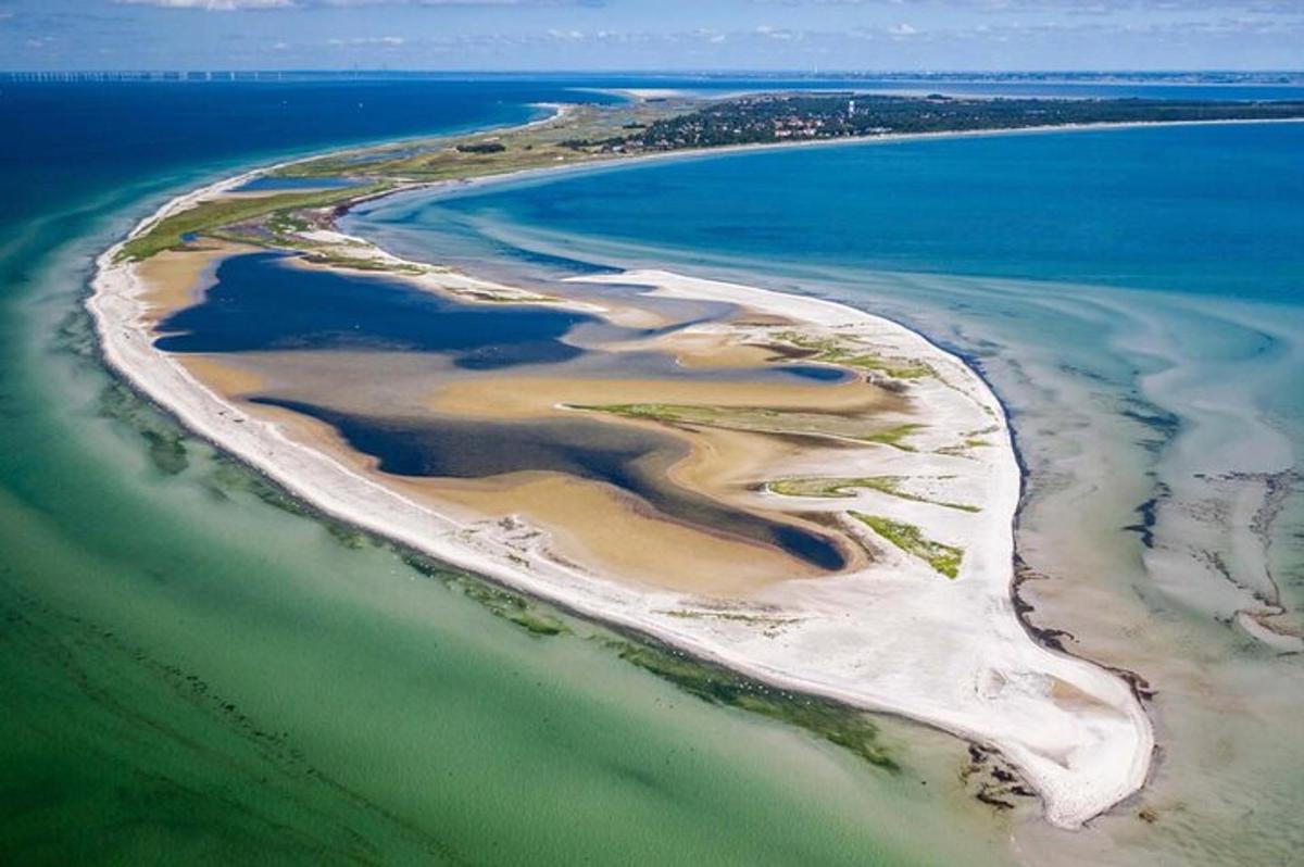 pemandangan udara sebuah pulau di lautan