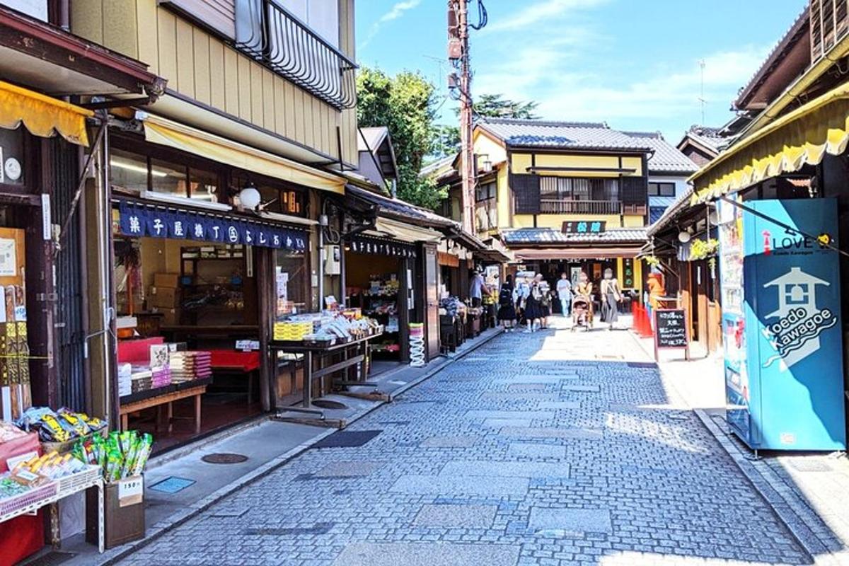 a street in a town with many shops