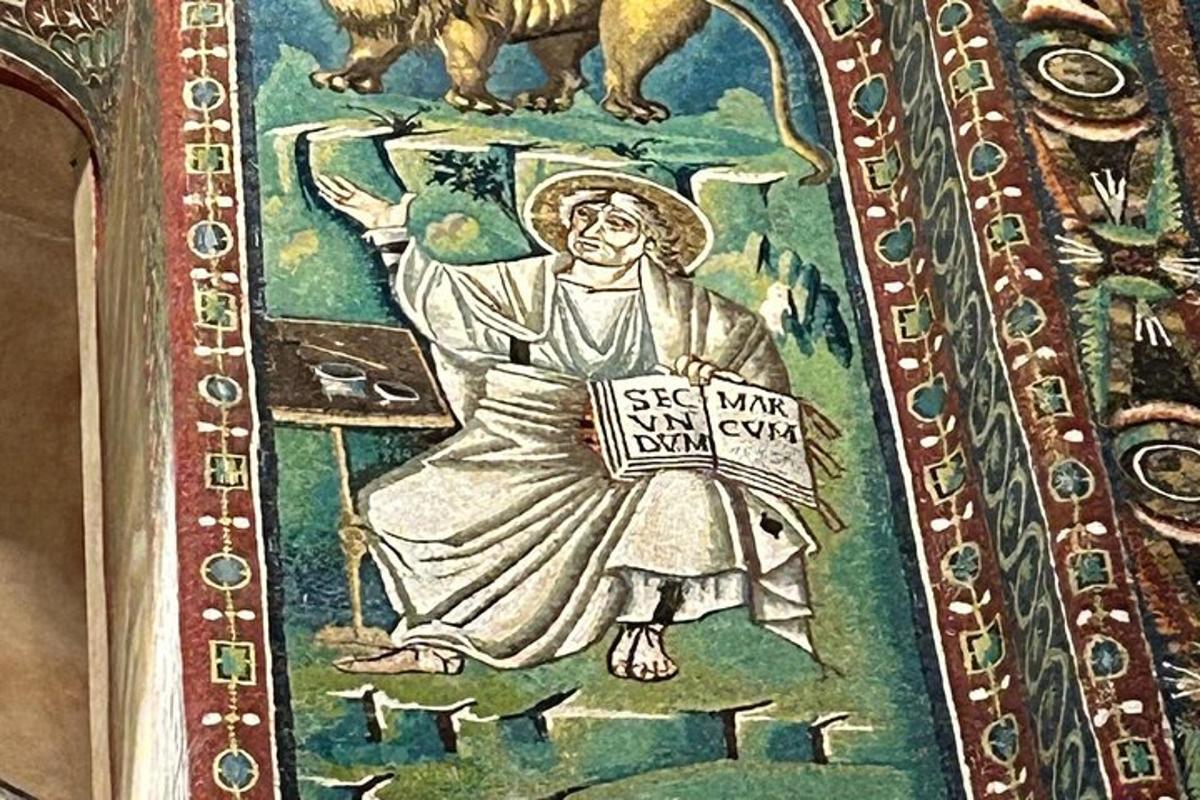 a painting of a woman holding a book and a bear