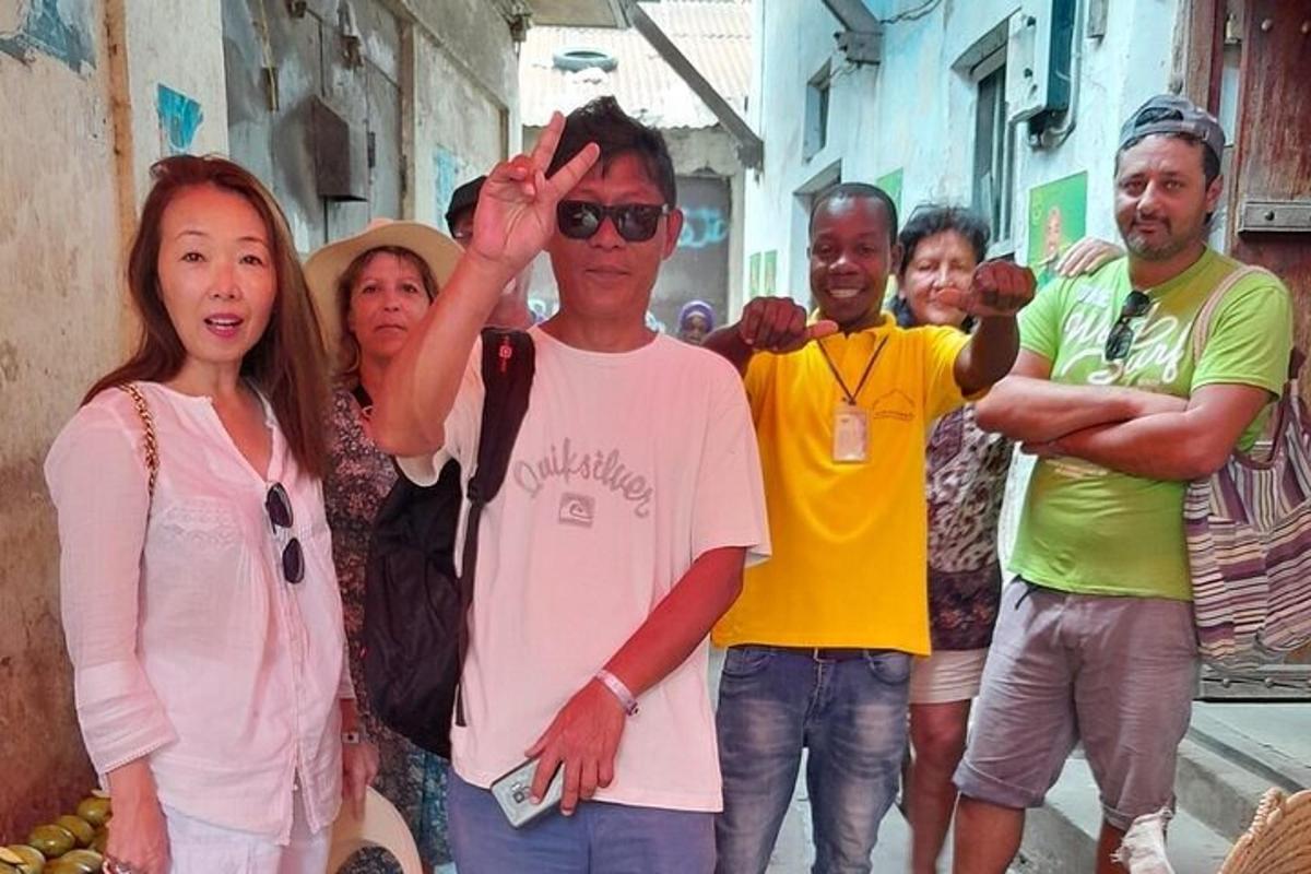 a group of people standing on a street
