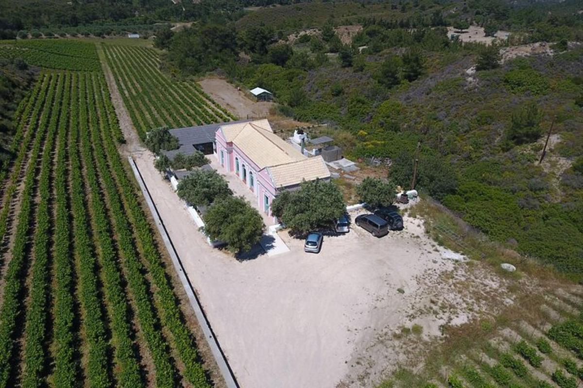 una vista aerea di una casa in mezzo a un campo