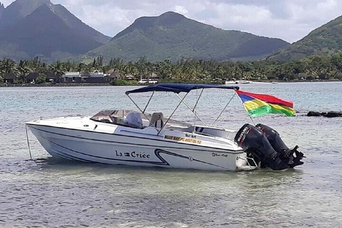 bot dengan bendera duduk di dalam air