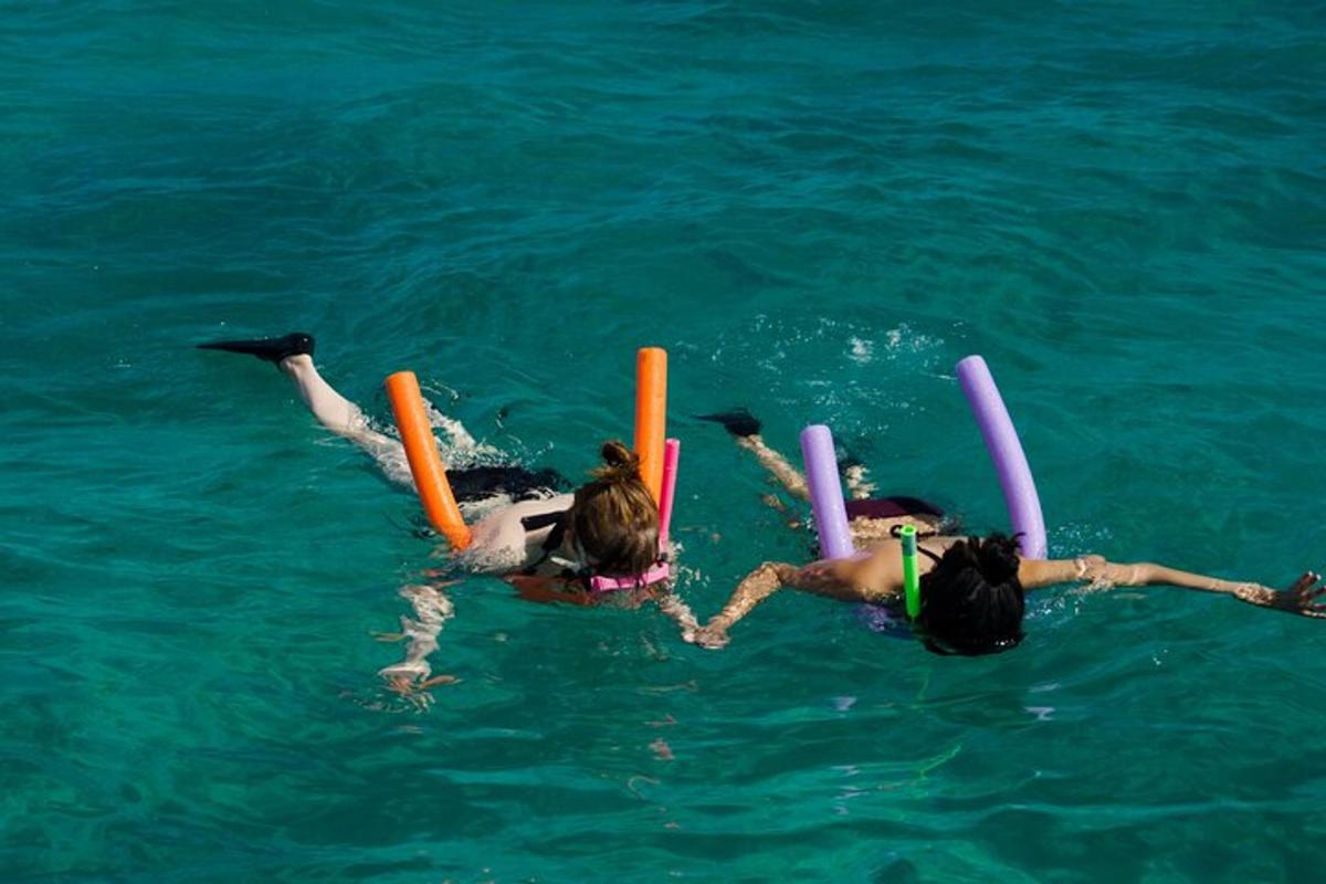 un gruppo di persone in acqua con i frisbee