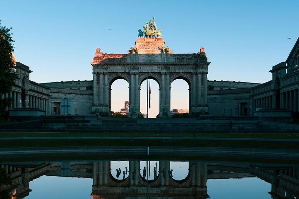 a large building with a statue on top of it