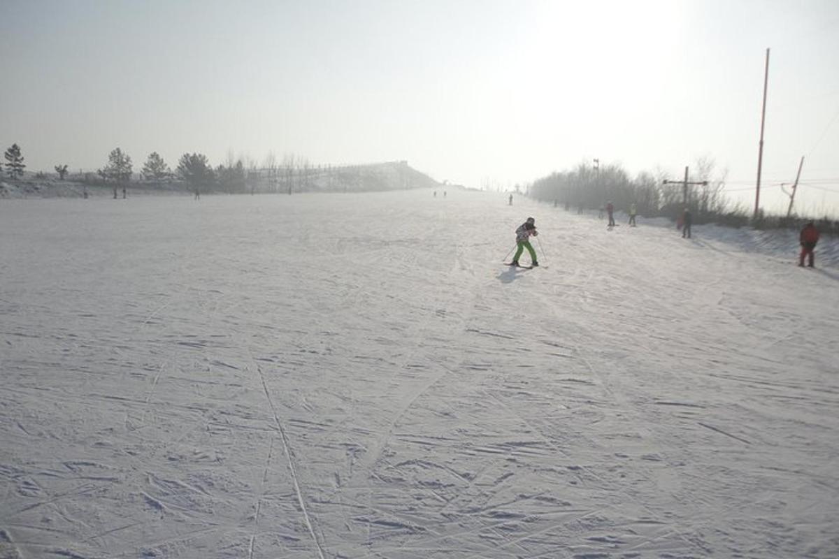 osoba jedoucí na snowboardu po zasněženém svahu