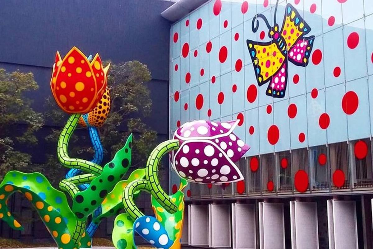 a building with colorful decorations on the side of it