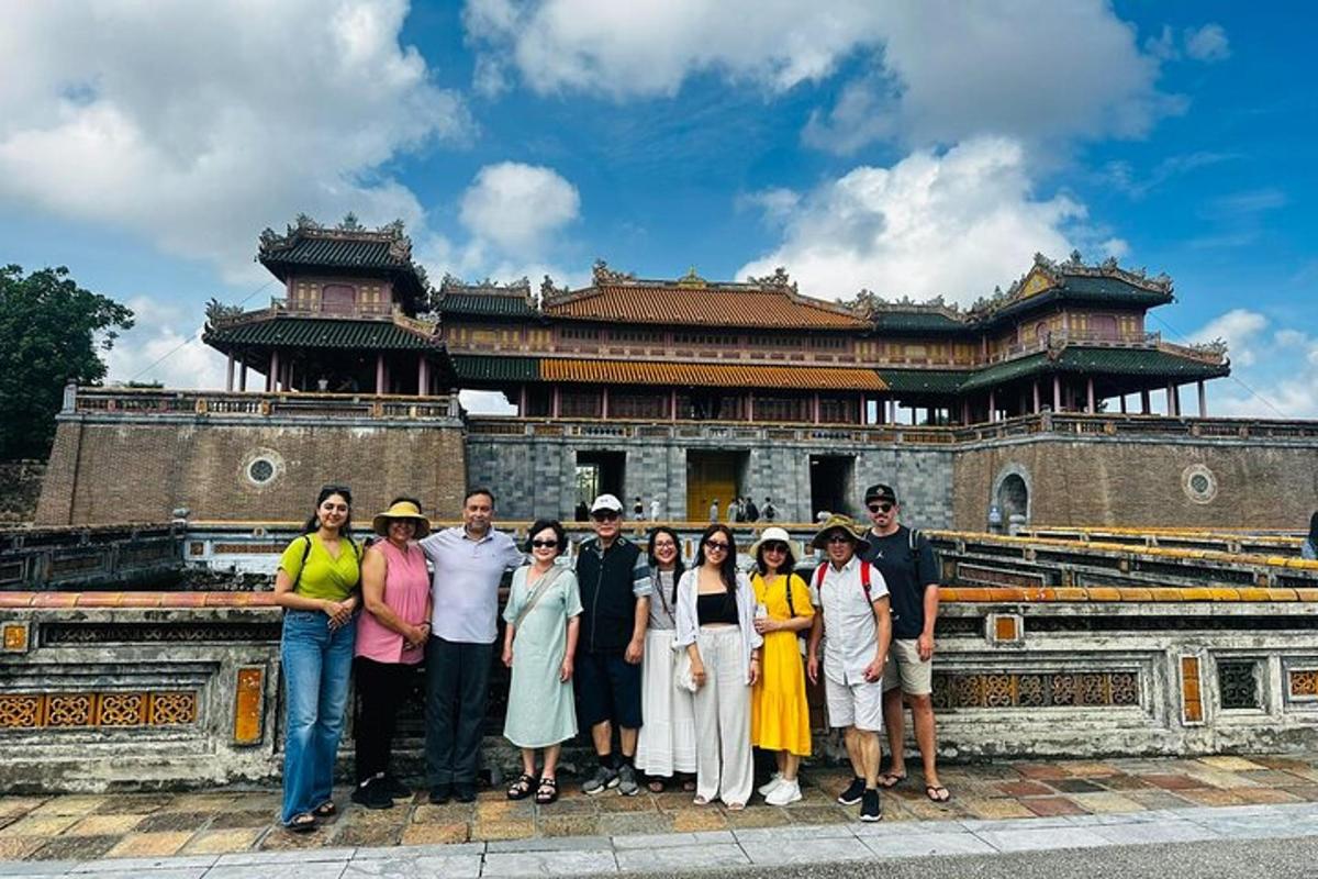 a group of people standing in front of a building
