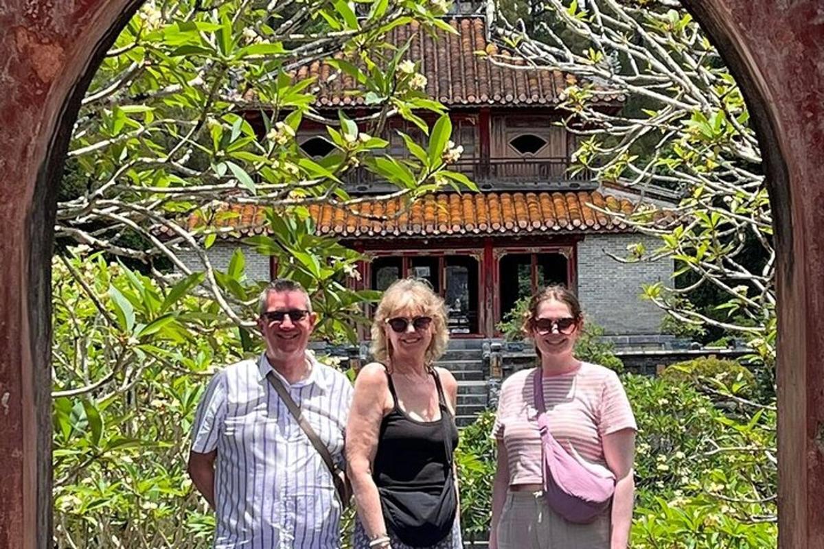 a group of people standing in front of a building