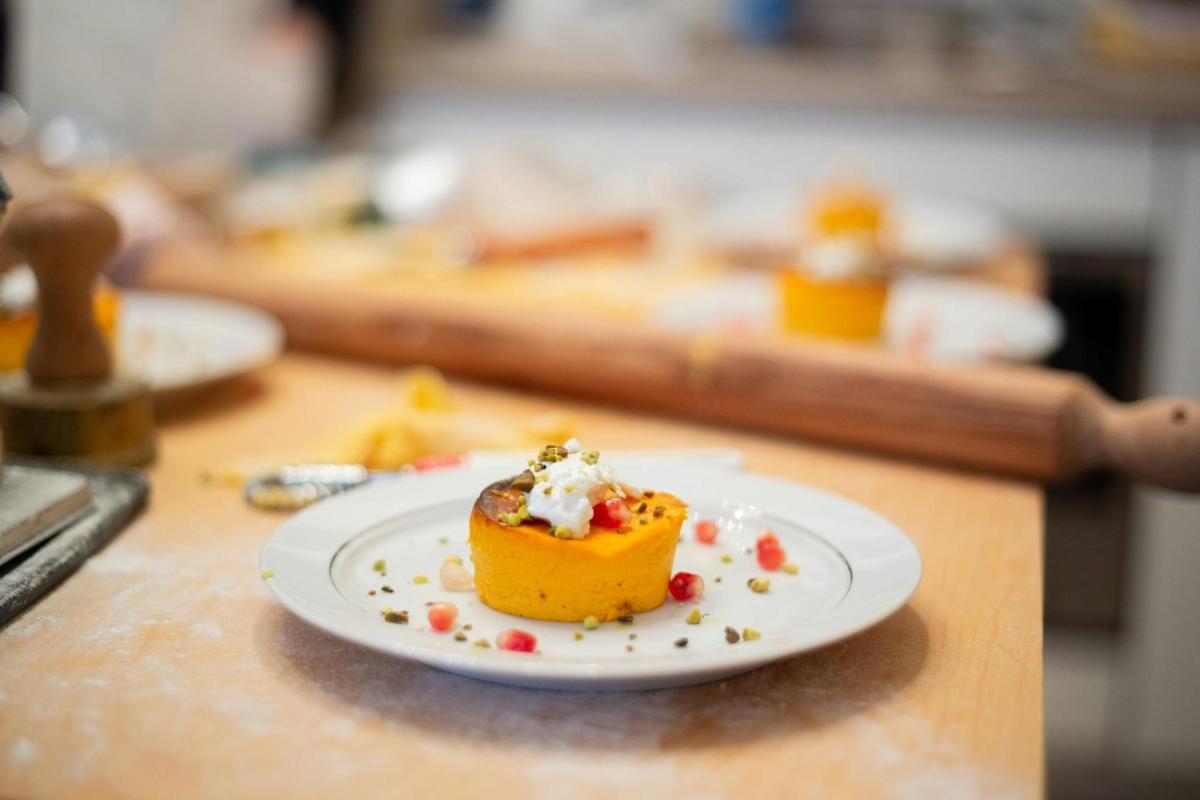 a piece of food on a plate on a table